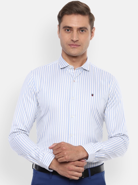 

Louis Philippe Sport Men White & Mustard Slim Fit Striped Casual Shirt