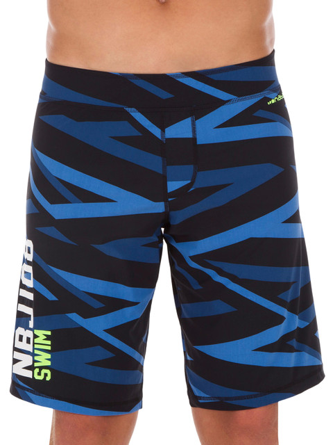 

Nabaiji By Decathlon Men Black & Blue Printed Swimming Shorts