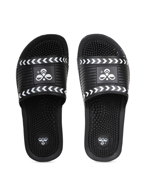 

hummel Unisex Black & White Printed Sliders