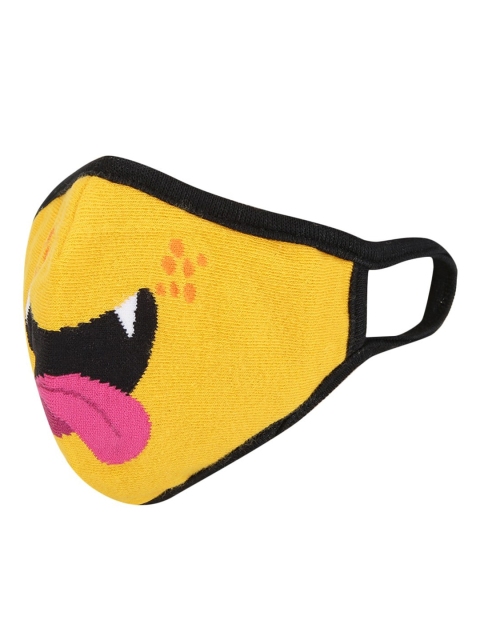 

Soxytoes Kids Yellow Printed Reusable 4-Ply Knitted Cloth Mask