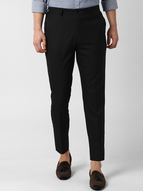 

Peter England Men Black Tapered Fit Solid Regular Trousers