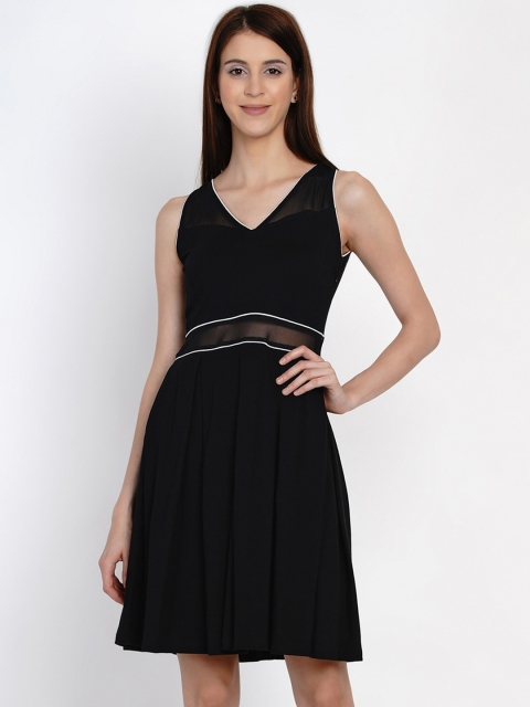 

Texco Women Black Solid Fit and Flare Dress