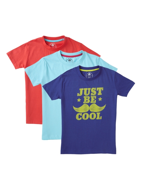 Cub McPaws Boys Pack of 3 Printed Round Neck T-shirt, Navy blue