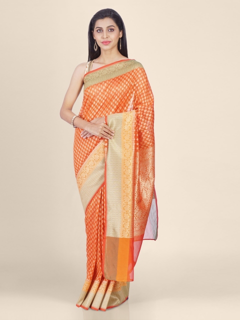 

Shruti and Mangaaysh Rust Woven Design Banarasi Saree, Orange