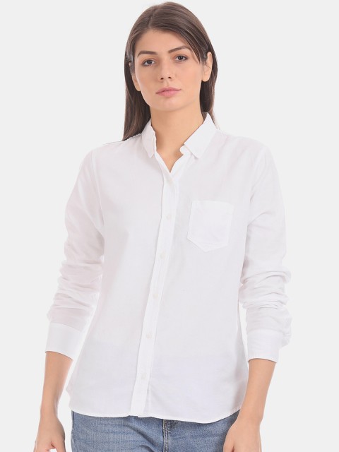 

GAP Women White Boyfriend Oxford Shirt