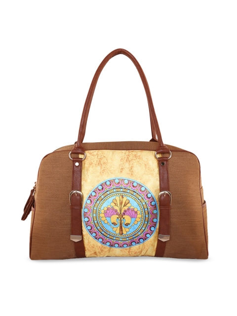 

All Things Sundar Brown & Yellow Printed Handheld Bag