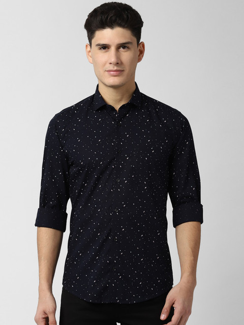 

Peter England Men Navy Blue Slim Fit Printed Casual Shirt