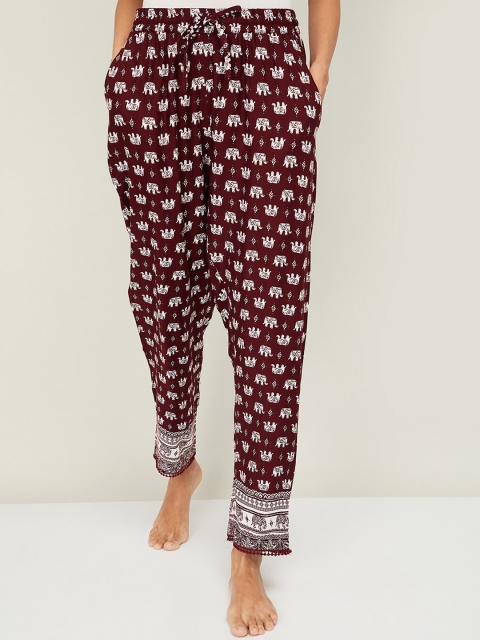 

Ginger by Lifestyle Women Maroon & White Printed Lounge Pants