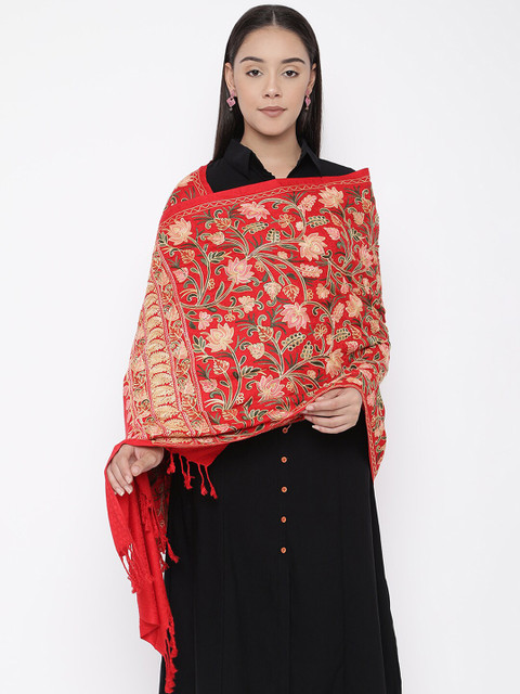 

Pashmoda Women Red Embroidered Stole