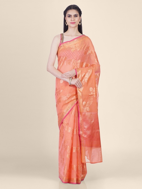 

Shruti and Mangaaysh Pink Silk Blend Woven Design Banarasi Handloom Saree