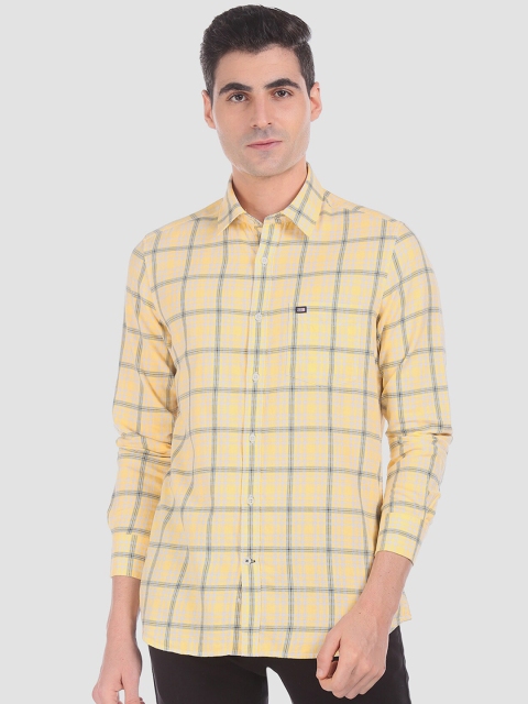 

Arrow Sport Men Yellow & Grey Regular Fit Checked Casual Shirt