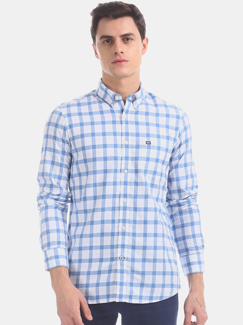 

Arrow Sport Men White & Blue Regular Fit Checked Casual Shirt
