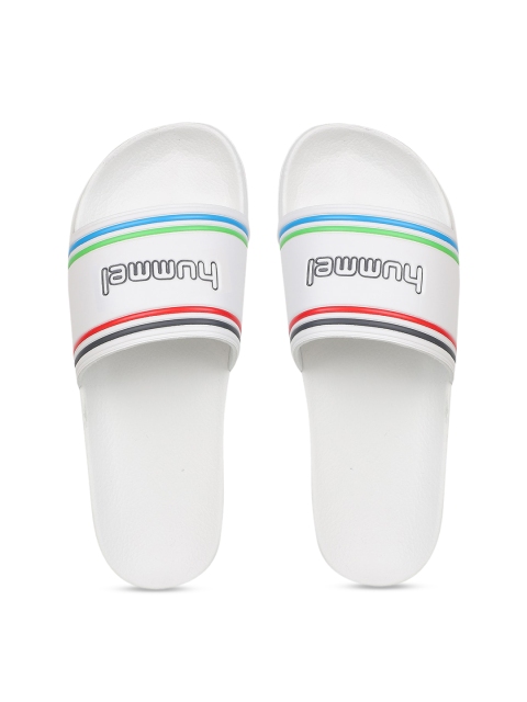 

hummel Unisex White Printed Sliders