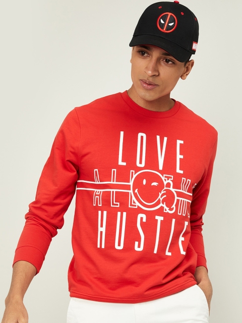 

Smiley World Men Red Printed Sweatshirt