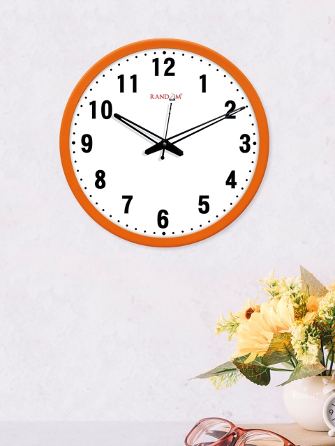 

RANDOM Orange & White Round Solid 30 cm Analogue Wall Clock