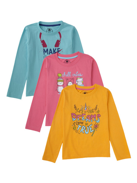 

Cub McPaws Girls Pack Of 3 Printed T-shirts, Yellow