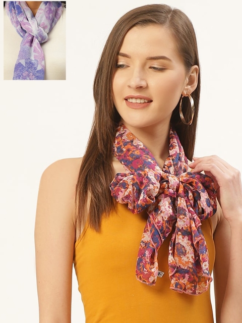 

Trend Arrest Women Pack Of 2 Blue & Maroon Printed Scarves
