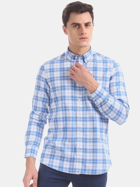

Arrow Sport Men Blue & White Regular Fit Checked Casual Shirt