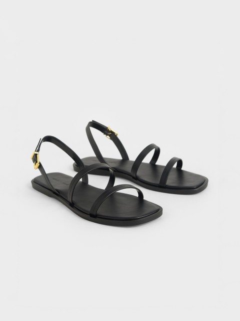 

CHARLES & KEITH Women Black Solid PU One Toe Flats