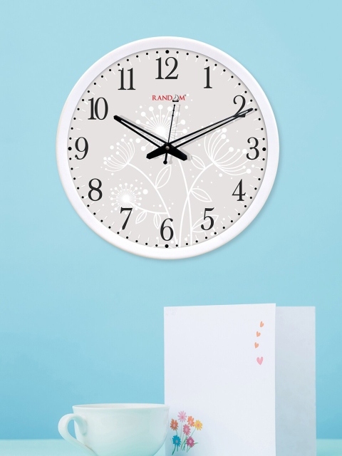 

RANDOM White & Black Printed Round-Shaped Analogue Wall Clock With Glass