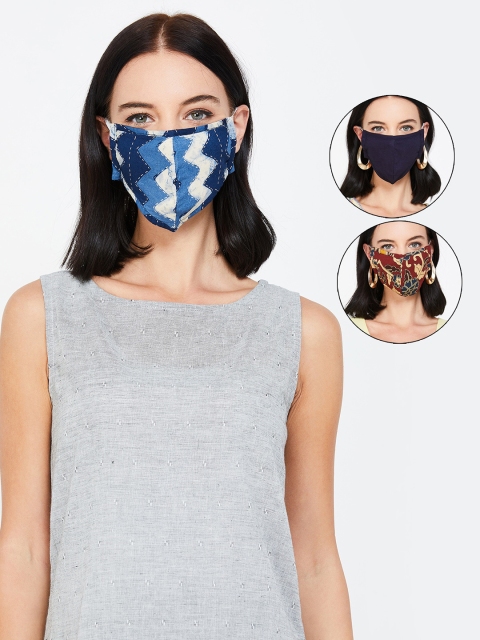 

Melange by Lifestyle Women Pack Of 3 Multicoloured Reusable 2-Ply Cloth Masks, Multi