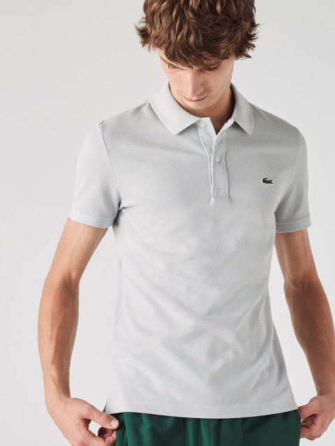 

Lacoste Men Grey Solid Slim Fit Polo Shirt in Petit Pique