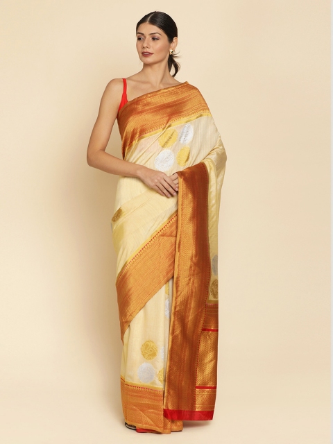 

Koskii Beige Woven Design Saree