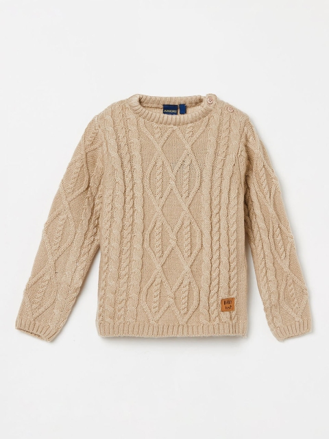 

Juniors by Lifestyle Boys Beige Self-Design Pullover Sweater