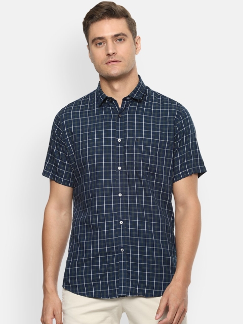 

Van Heusen Sport Men Navy Blue Slim Fit Checked Casual Shirt