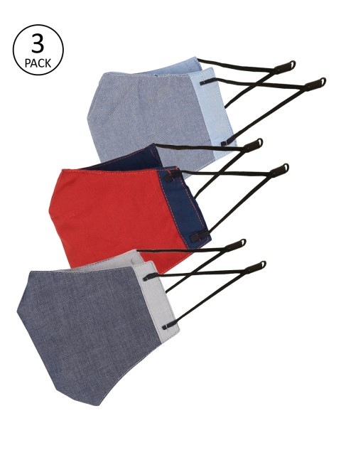

Balista Pack Of 3 Grey & Red Solid 4 Ply Anti Dust Washable Reusable Outdoor Masks