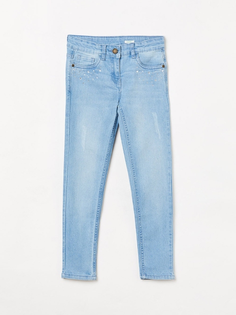 

Bossini Girls Blue Skinny Fit Mid-Rise Low Distress Jeans