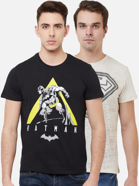 

Free Authority Justice League Printed Pack of 2 Tshirt for Men, Black