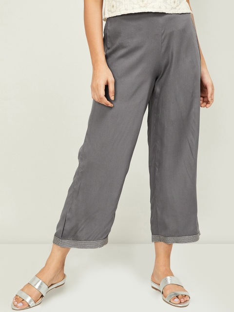 

Melange by Lifestyle Women Grey Solid Straight Palazzos