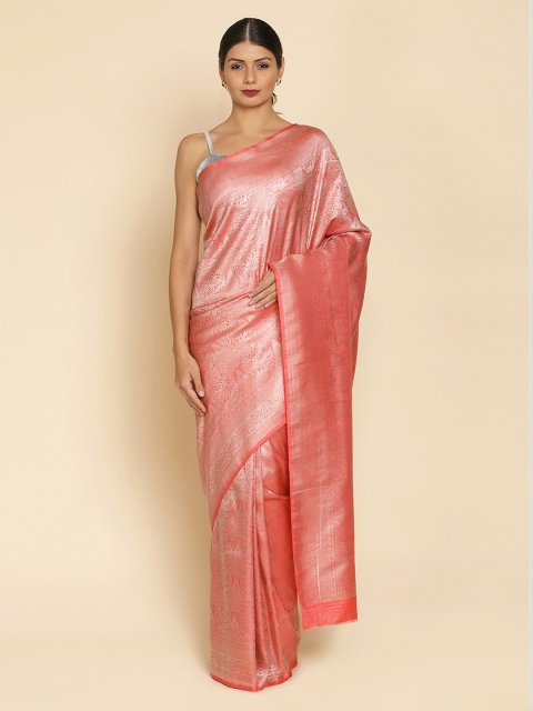 

Koskii Peach-Coloured Printed Art Silk Saree