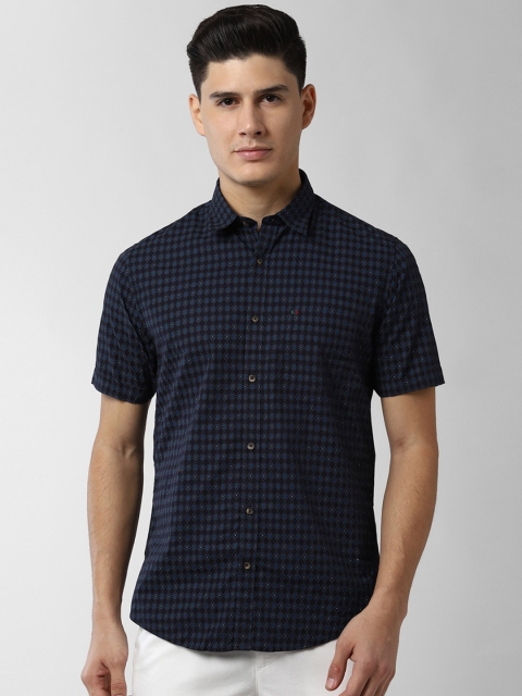

Peter England Casuals Men Navy Blue Slim Fit Checked Casual Shirt