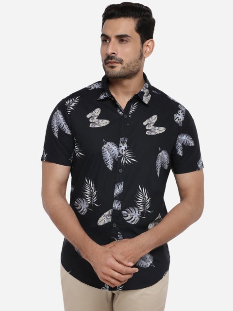 

Greenfibre Men Black Slim Fit Printed Casual Shirt
