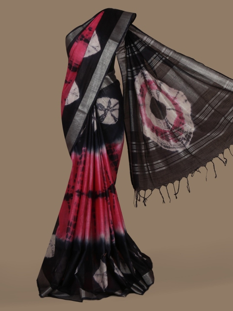 

Pothys Red & Navy Blue Linen Blend Dyed Saree