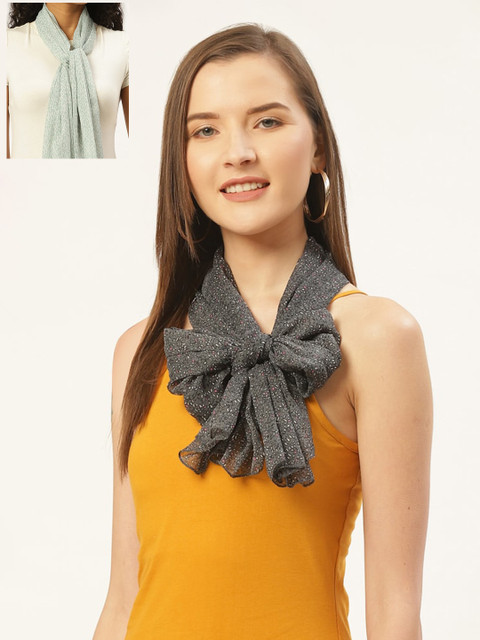 

Trend Arrest Women Set Of 2 Printed Scarf, Grey