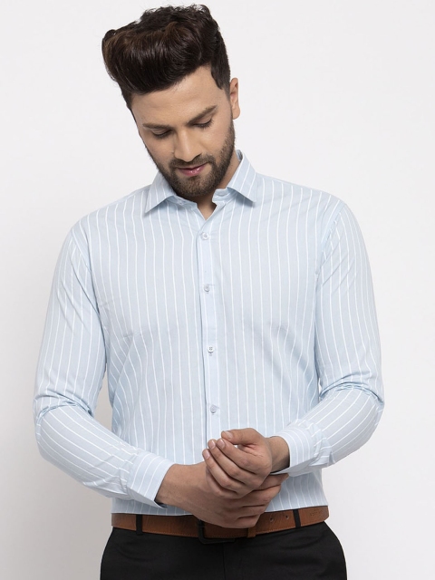 

JAINISH Men Blue & White Slim Fit Striped Casual Shirt