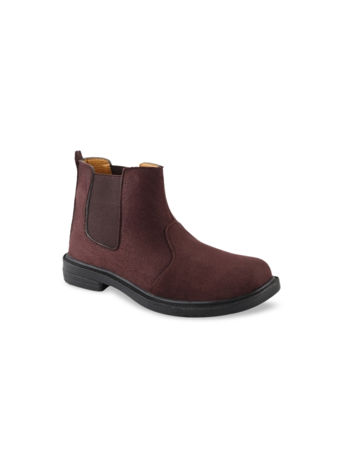 

Shoetopia Boys Brown Solid Suede High-Top Flat Boots