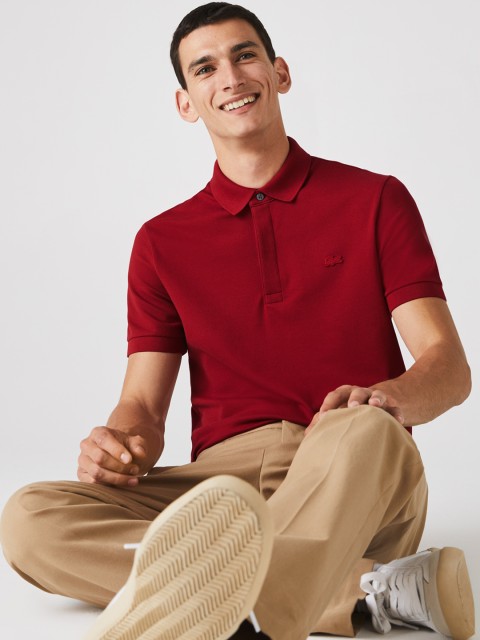 

Lacoste Men Maroon Solid Polo Collar T-shirt