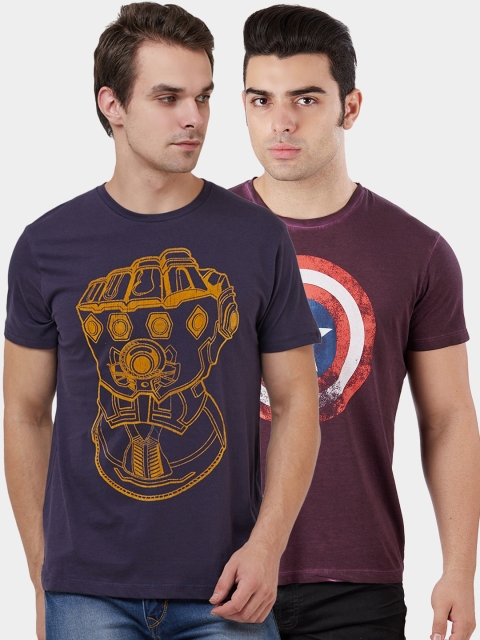 

Free Authority Avengers Printed Pack of 2 Tshirt for Men, Blue