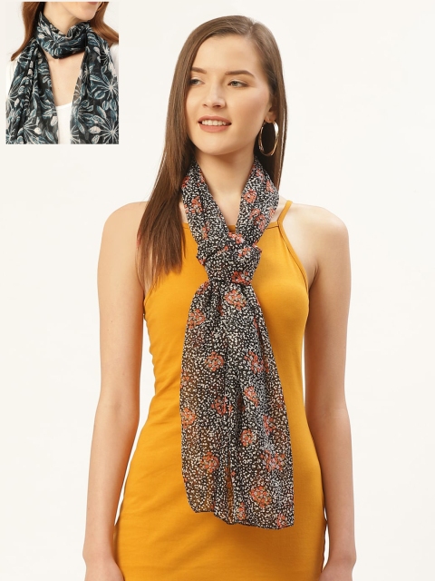 

Trend Arrest Women Pack of 2 Printed Scarves, Black