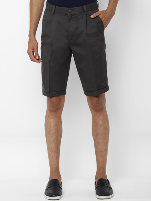 

Allen Solly Men Charcoal Solid Slim Fit Regular Shorts