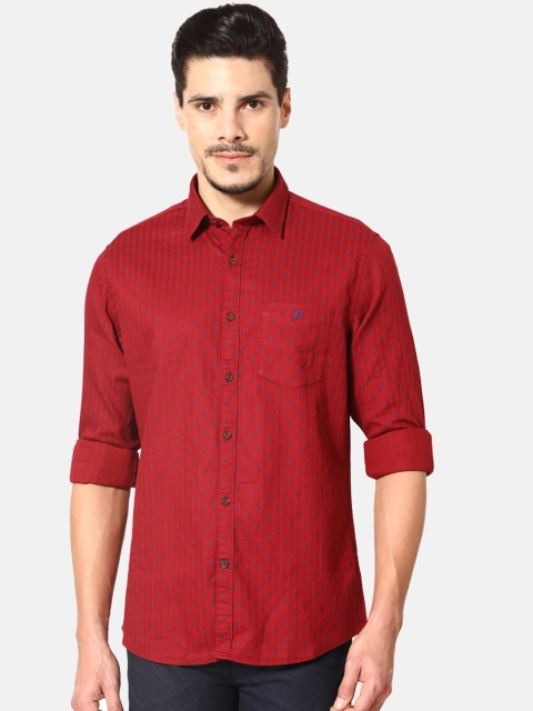 

J Hampstead Men Red Slim Fit Printed Casual Shirt