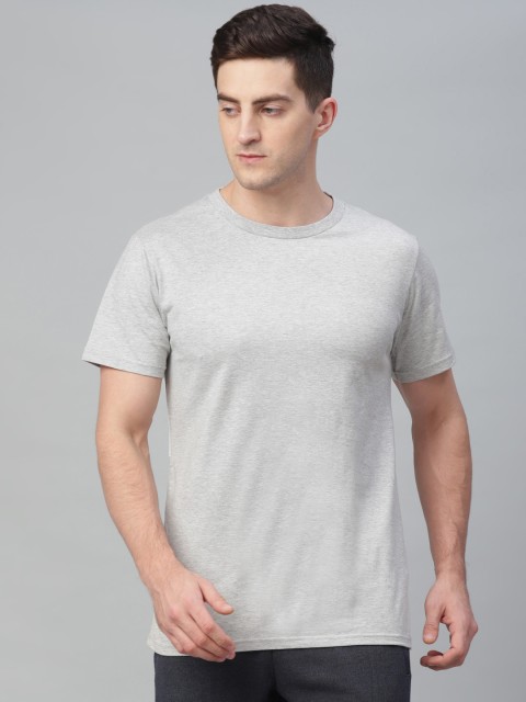 

ASICS Men Grey Solid Round Neck T-shirt