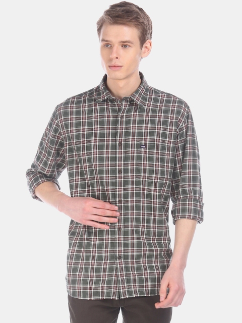 

Arrow Sport Men Green & Maroon Regular Fit Checked Casual Shirt
