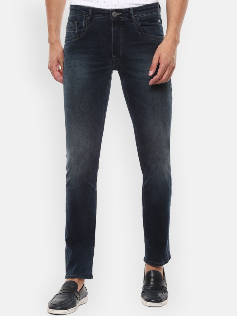 V Dot Men Navy Blue Skinny Fit Mid-Rise Clean Look Stretchable Jeans