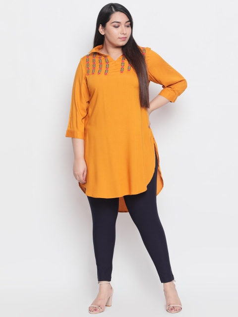 

Amydus Women Yellow Embroidered Tunic