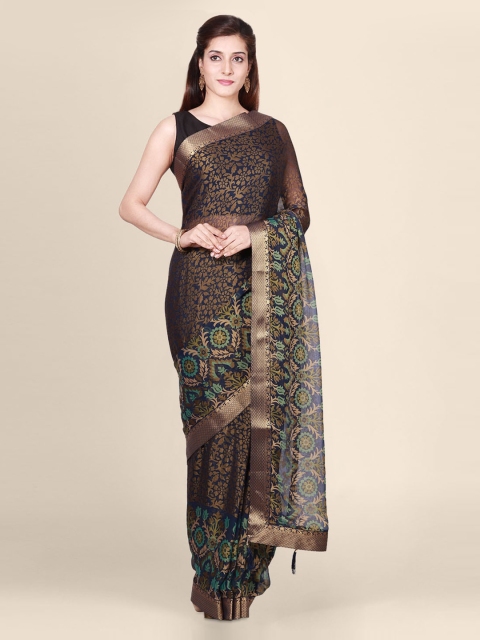 

CLAI WORLD Blue Printed Brasso Saree